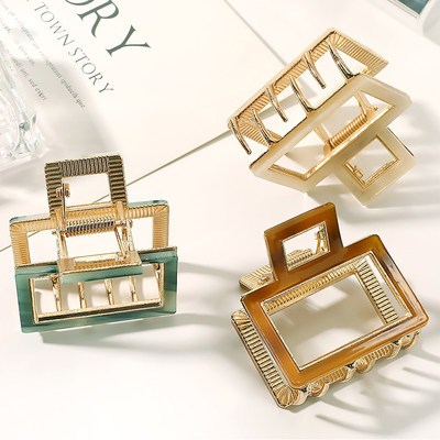 网红High Quality Alloy Geometric Hair Clip for Women Girls A