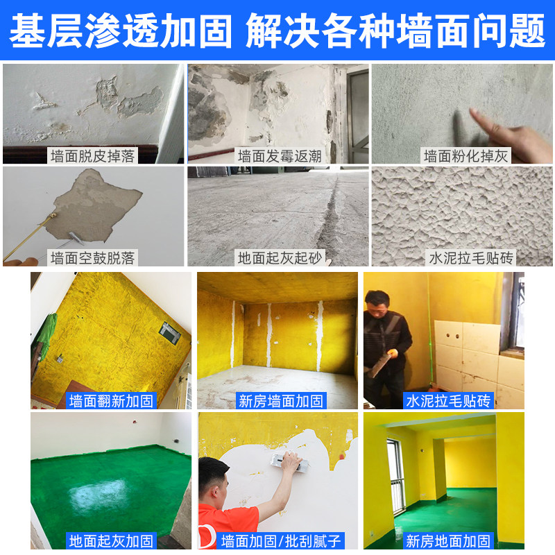 速发墙固界面剂内墙加固剂地面强固涂料墙面胶防潮水泥地固基面固