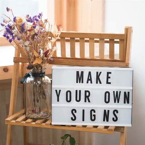 LED Night Light With 96 Letters Cards DIY Box Lamp AA Batter
