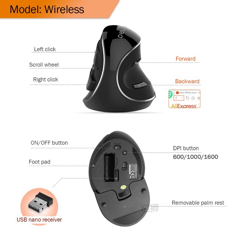 M618 PLUS Ergonomics Vertical Gaming Mouse 6 Buttons 4000 DP