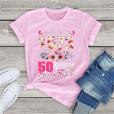 Born In 1973 Floral 50 Years Old Birthday 50th Gift Women T-