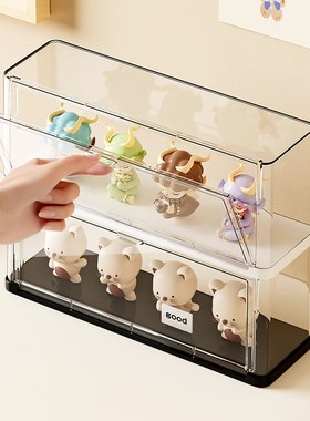 泡泡玛特小野盲盒展示架收纳积木摆件手办展示柜透明亚克力展示盒