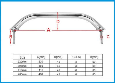 Marine Grade SS 316 Grab Handle Door Handrail Grip Rail Grab