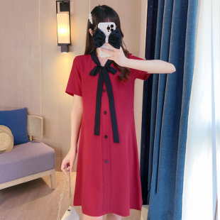 款 时尚 外出哺乳裙子夏款 大码 孕妇夏装 上衣潮妈雪纺连衣裙夏季 套装