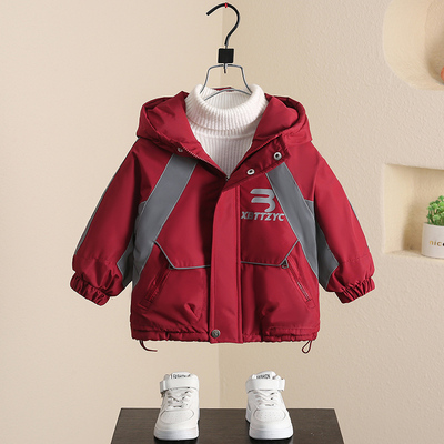 男童外套秋冬款2023新款u儿童冲锋衣冬季加绒加厚帅气时髦宝宝冬