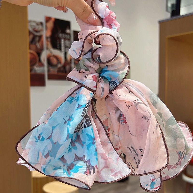 现货Fashion gPrint Hair Scrunchie Bowknot Hair Rope for Wome