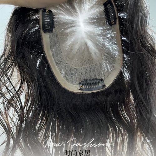 假发片女卷发头顶遮白发增发量轻薄款蓬松自然无痕全真人发补发片