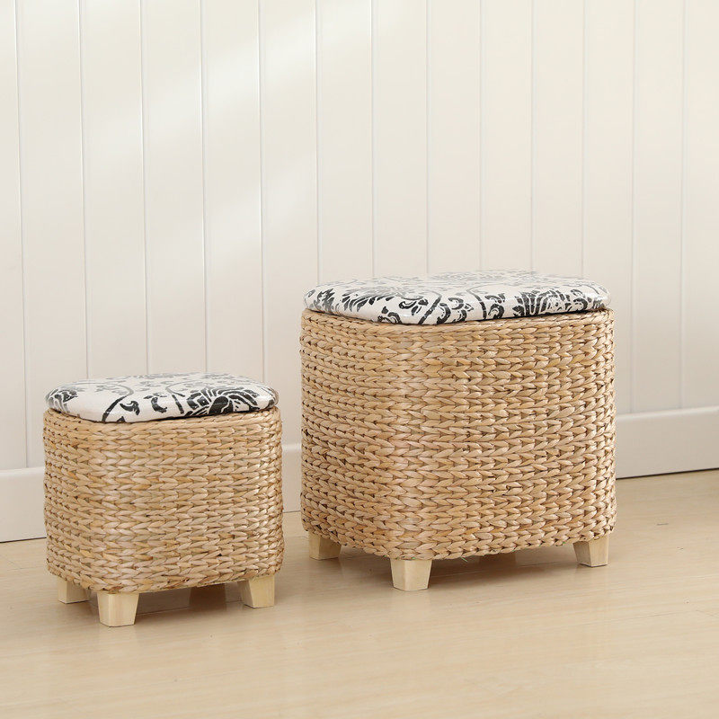 草编收纳凳储物凳手工蒲草编田园换鞋凳沙发凳化妆凳整理坐箱坐凳,住宅家具,换鞋凳,淘宝优惠券,粉丝福利购,淘宝优惠卷