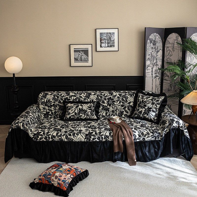 高级感沙发巾2024新款沙发套罩防猫抓花边沙发盖毯一片式防尘盖布,居家布艺,沙发套,淘宝优惠券,粉丝福利购,淘宝优惠卷