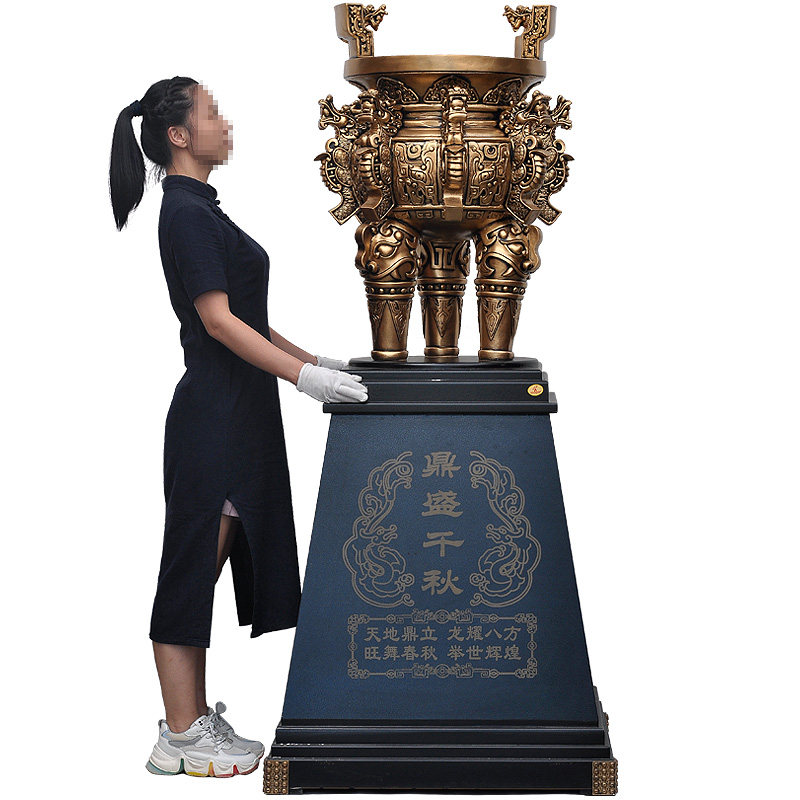 三足圆鼎摆件落地招财工艺品办公室装饰品送朋友店铺开张开业礼品