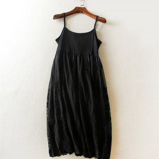 2021新款秋冬背心吊带连衣裙刺绣大花纱裙内搭蕾丝中长打底网纱裙