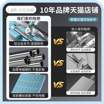 夹布平板拖把家用一拖净2022新款拖布地拖墩布拖地神器木地板专用