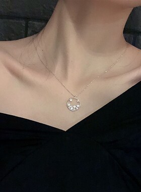 工厂销日系insj风925纯银镀14k金圆形花项链小众简约设计网红款锁