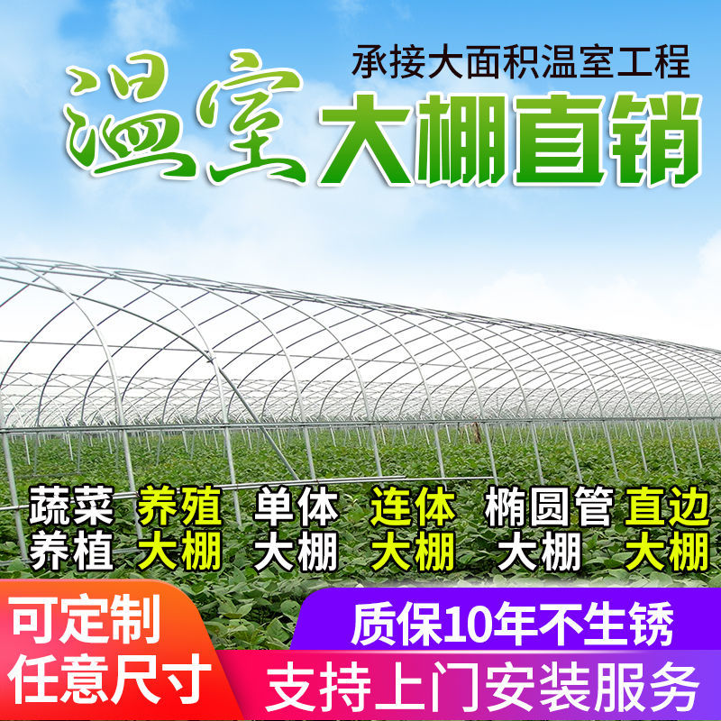 全套温室大棚钢管骨架农用蔬菜种植养殖支架连体栋椭圆管拱杆配件