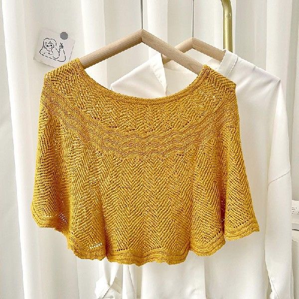 推荐Korean Solid Ice Silk Hollow Knit Sunscreen Shawl Summer