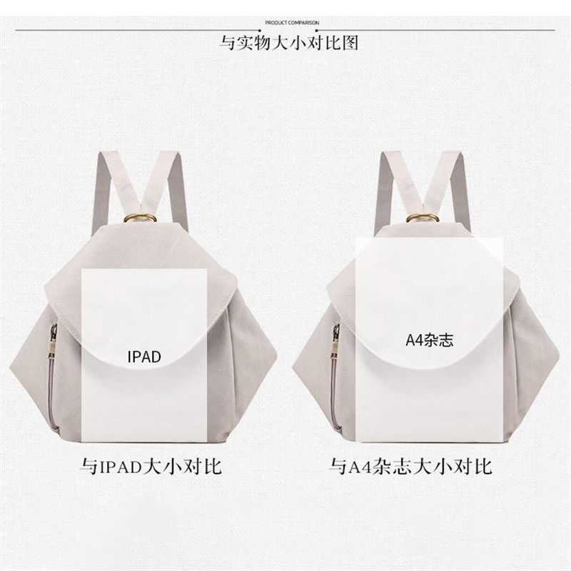 双肩包女2024新款休闲小清新女士包拉链百搭时尚帆布包旅行轻便包