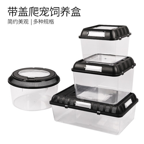 新品带盖子亚g克力爬虫饲养盒爬宠乌龟角蛙螃蟹蜘蛛蛇宠物观察养