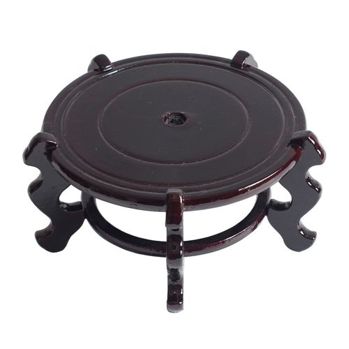 陶瓷花盆花瓶高脚木质底座摆件托盘木架子圆形简约木托多个规格