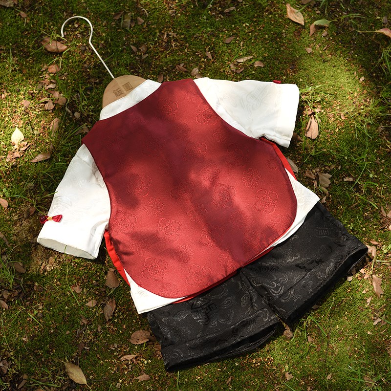周岁礼服男宝宝中国风抓周服冠衣男童夏季分体唐装百天宴满月衣服