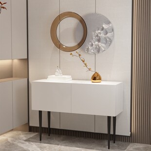 入户玄关装饰柜过道柜展示柜高脚贝达黑色柜简约现代正对门玄关台