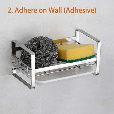 Sponge Holder, Sponge and Soap Holder for Kitchen Sink, 304