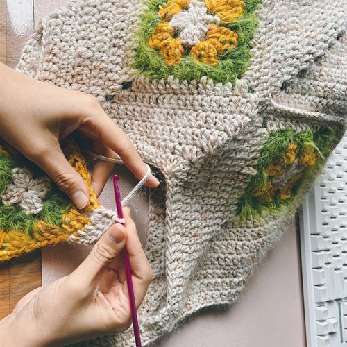 祖母方格菜篮子《杏仁奶茶》编织包材料包单肩包购物袋diy
