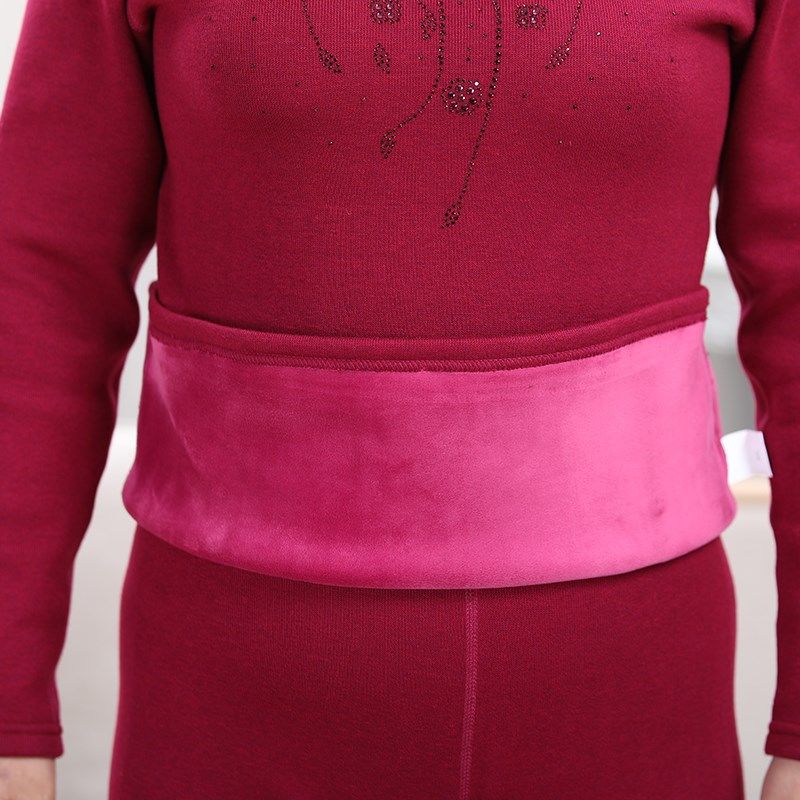 中老年大码女士保暖内衣套装加厚加绒护膝大红色本命年奶奶胖妈妈