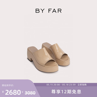 FAR bBY 凉拖女鞋 礼物 Leroy漆皮牛皮革厚底高跟凉鞋