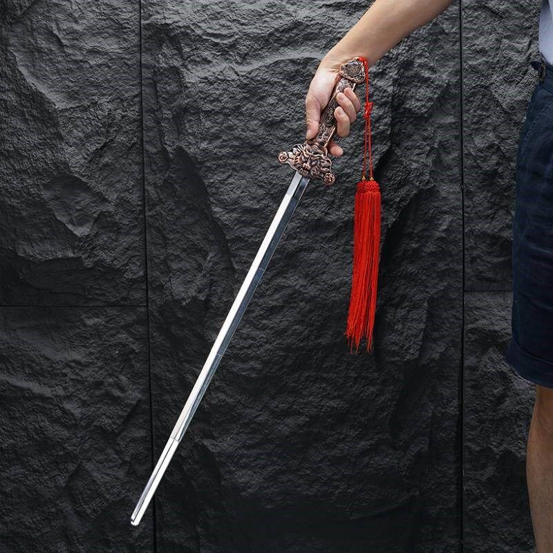 加重型太极伸缩剑不锈钢收缩剑健身可折叠表演道具剑男女晨练剑