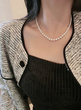 韩版潮女珍珠串珠短款项链气质甜美锁骨链个性流行饰品  78365
