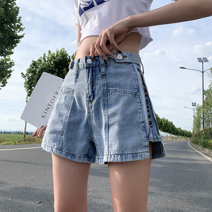 薄炸街辣妹夏装 胖妹妹mm大码 2021微胖显瘦减龄牛仔短裤 新款 潮 女装