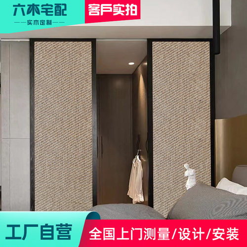 麻编门定制藤编柜门吊顶装t饰墙布日式隔断酒店民俗客栈草麻编屏