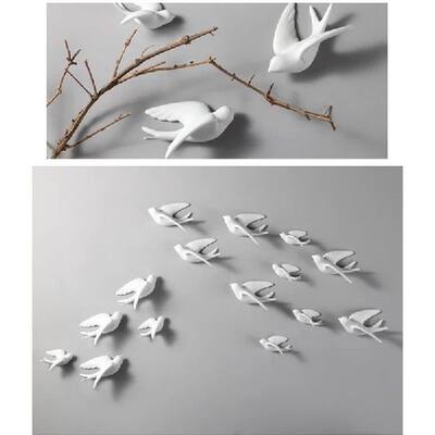 速发3D Ceramic Birds Murals Wall Hanging Decorations Crafts