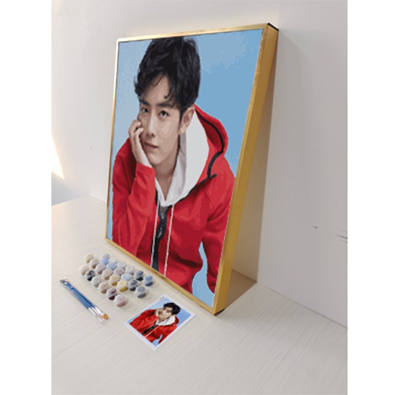 diy数字油画人物照片手工涂色填色丙烯颜料礼物手绘装饰画图片