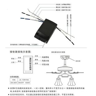 通用LED风扇p灯遥o控接受器三档隐形吊扇灯调光调速开关信号控制