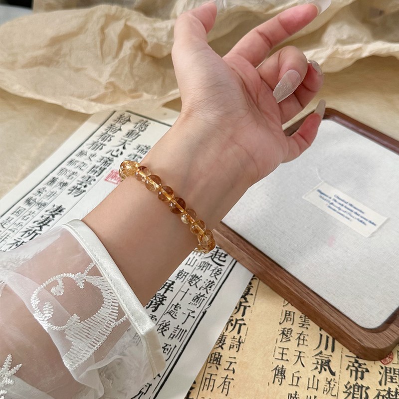 天然黄塔晶水晶手串招财转运旺事业黄发晶招女生手链饰品情人礼物