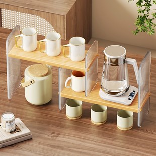 茶盘收纳盒杯子收纳柜茶具展示柜子厨房水杯置物架杯架餐具储物柜