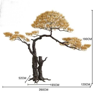 饰造 现货速发型大落处迎客松摆件酒店售楼地餐厅玄关创意金属树装