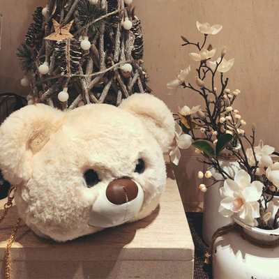 网红Cute bear fur bag female autumn winter cartoon Plush cut