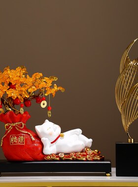 招财猫摆件开业发财树电视柜酒柜客厅玄关乔迁之喜新居搬家礼品