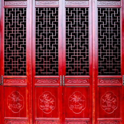 东阳木雕入户原木门仿古门窗复古门实木门套装门房间门红橡卧室门