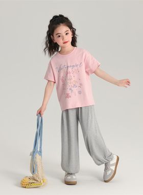 沫沫家童装夏装女童夏季打底衫z2024新款儿童休闲针织圆领T恤