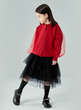 女童半身裙2022春夏款儿童蓬蓬B裙黑色网纱裙女宝蛋糕裙女孩公主