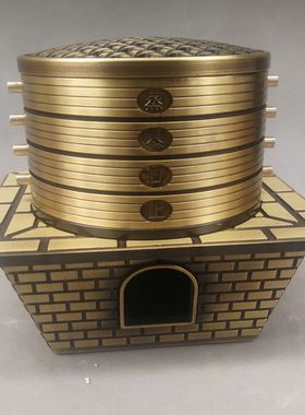 纯铜蒸蒸日上蒸笼香炉黄厨房铜器家居装饰品招财桌面摆件