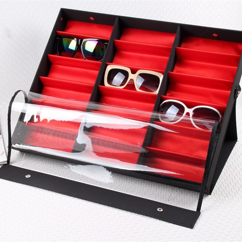 眼镜展示盒18格 太阳镜架子眼镜收纳盒柜台地摊W墨镜展示货架