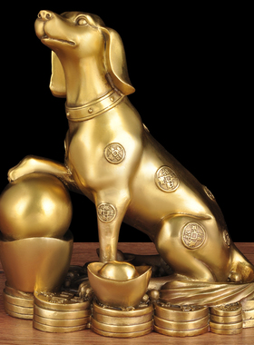 铜狗摆件十二生肖狗金钱招财x摆件客厅办公室摆设乔迁店铺开业礼