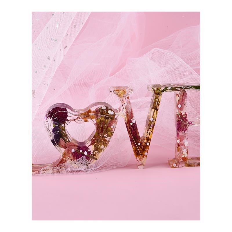 LOVE HOME Letters Resin Mold DIY Epoxy V Pressed Flower Sili