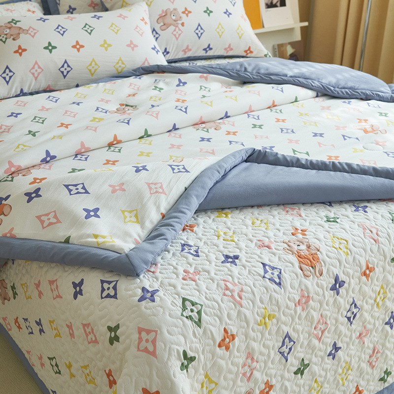 春夏新款A类双层纱水洗棉麻床盖三件套 四季款可水洗床盖毯