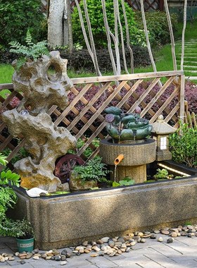 庭院流水喷泉假山太湖石鱼池循环水景观户外阳台花园布置造景摆件