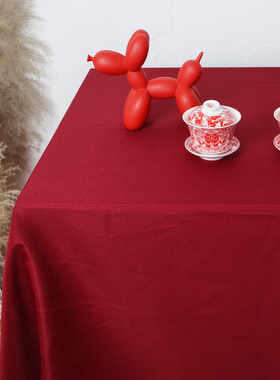结婚订婚大红色加厚桌布s酒红色婚礼背景墙装饰道具酒店婚庆砸金